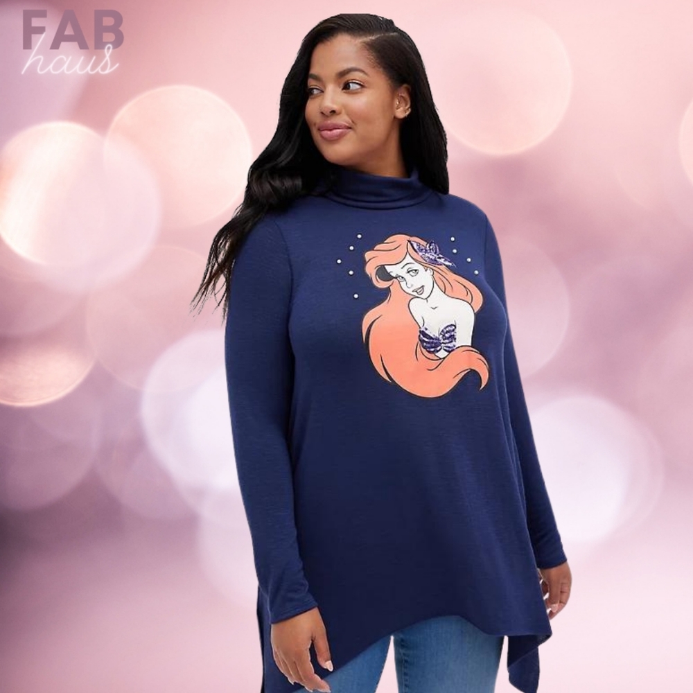 Torrid | MOCK NECK TOP WITH PEARLS - DISNEY LITTLE MERMAID ARIEL
